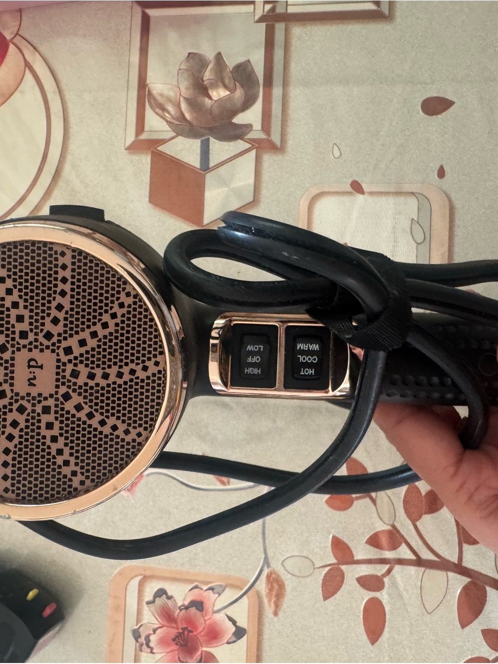 Black Hair Dryer with Rose Gold Trim